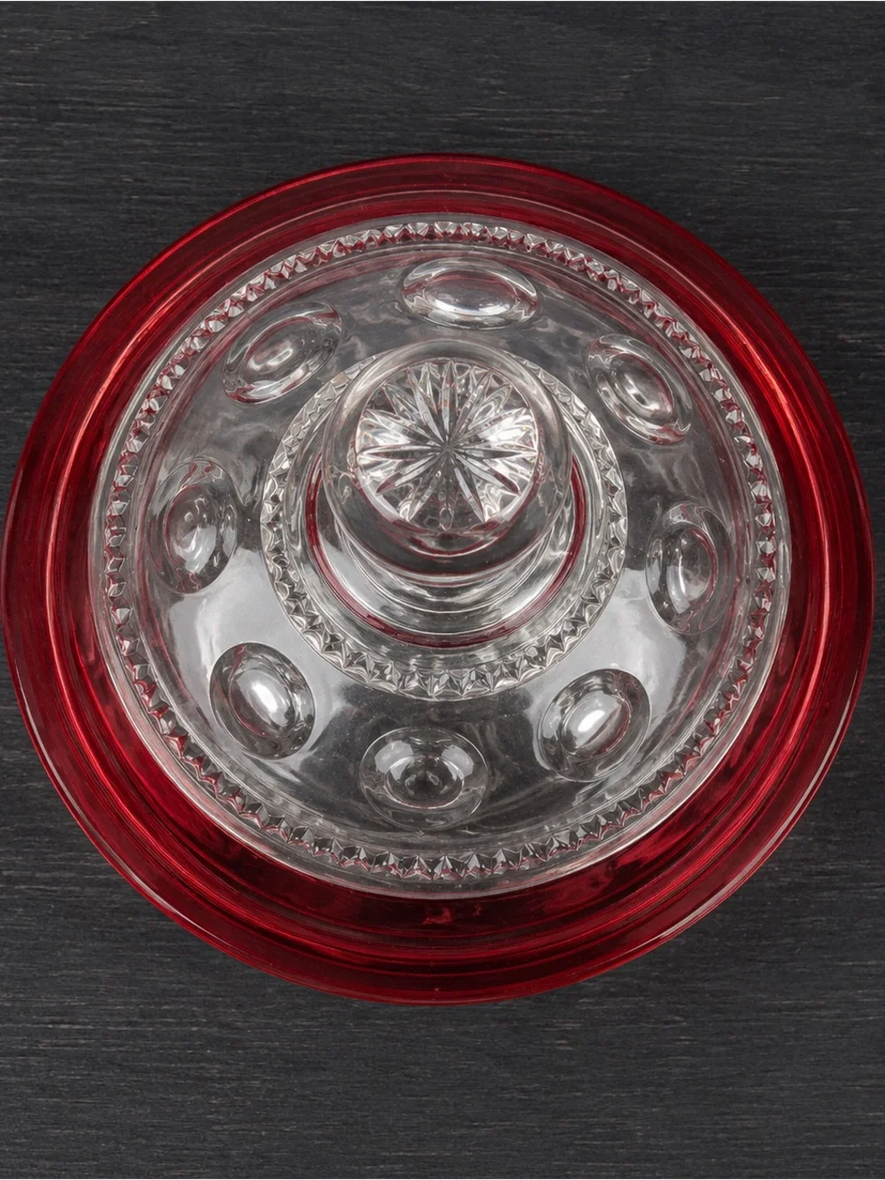 Indiana Glass Ruby Cranberry Overlay Covered Compote Candy Dish